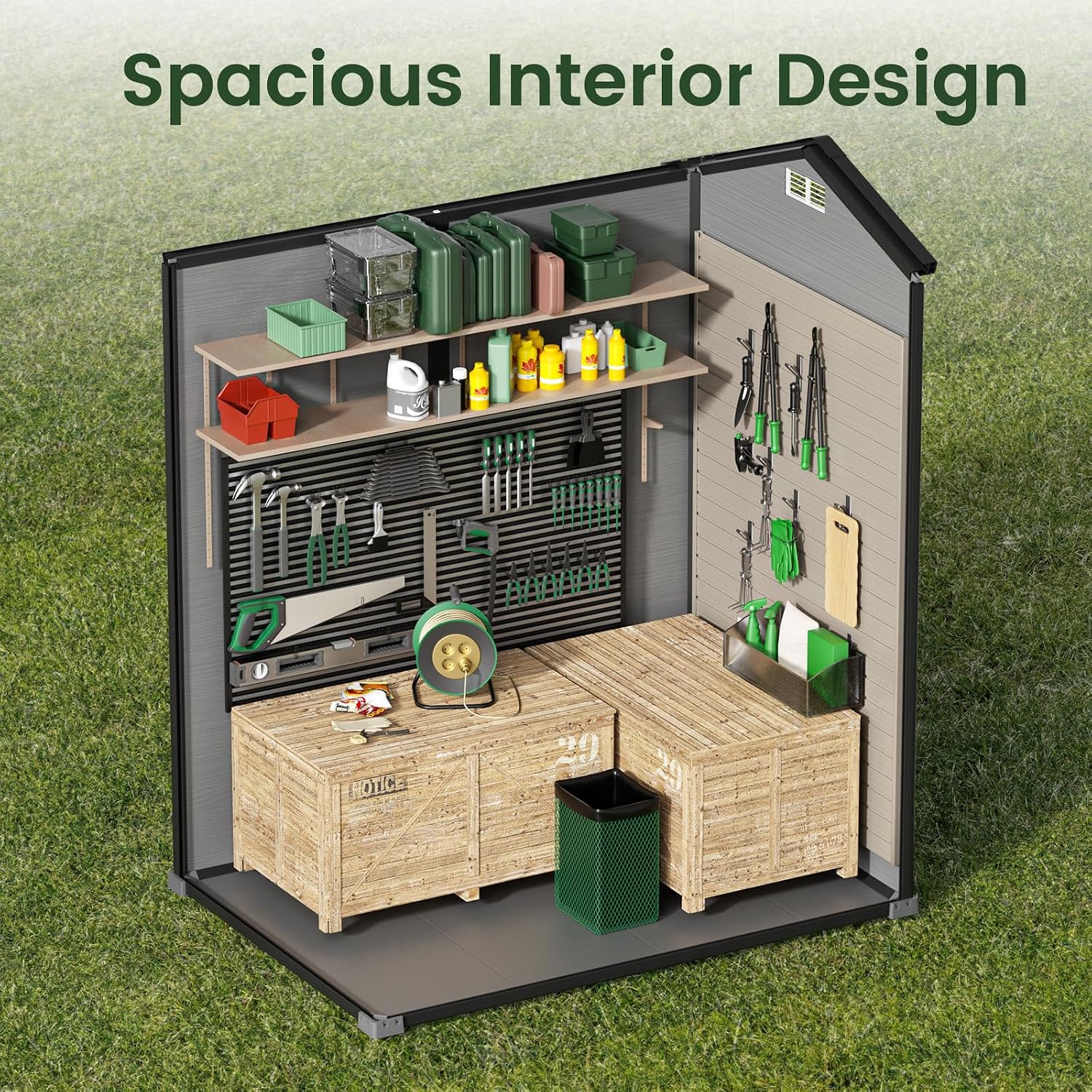 Garden Tools - Caseta de almacenamiento para exteriores con